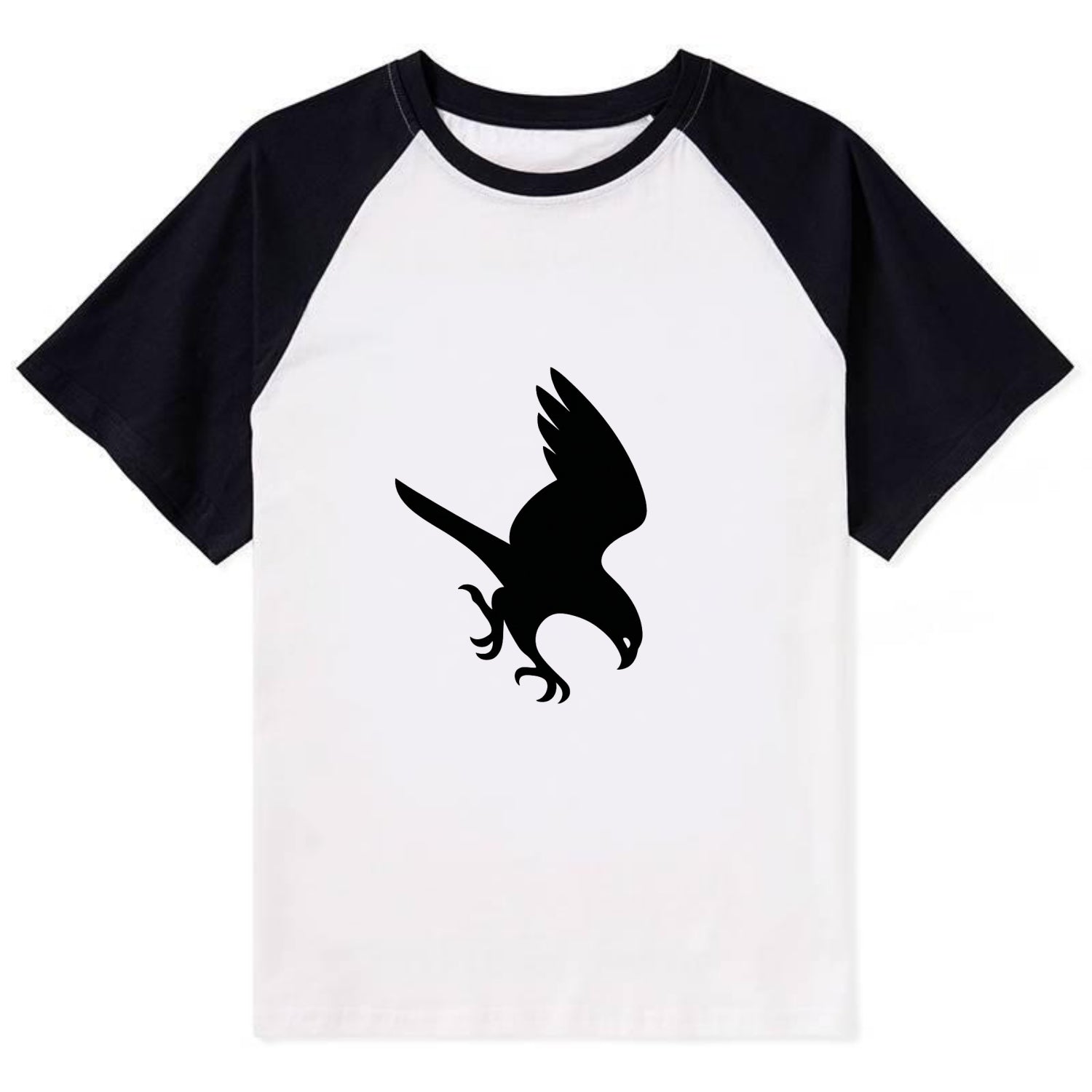 Hawk diving for prey - Contrast Raglan T-shirt - Black