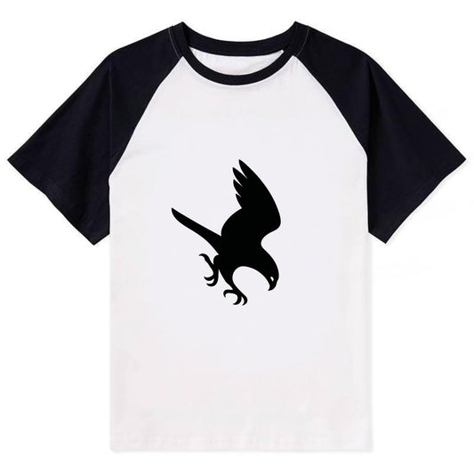 Hawk diving for prey - Contrast Raglan T-shirt - Black