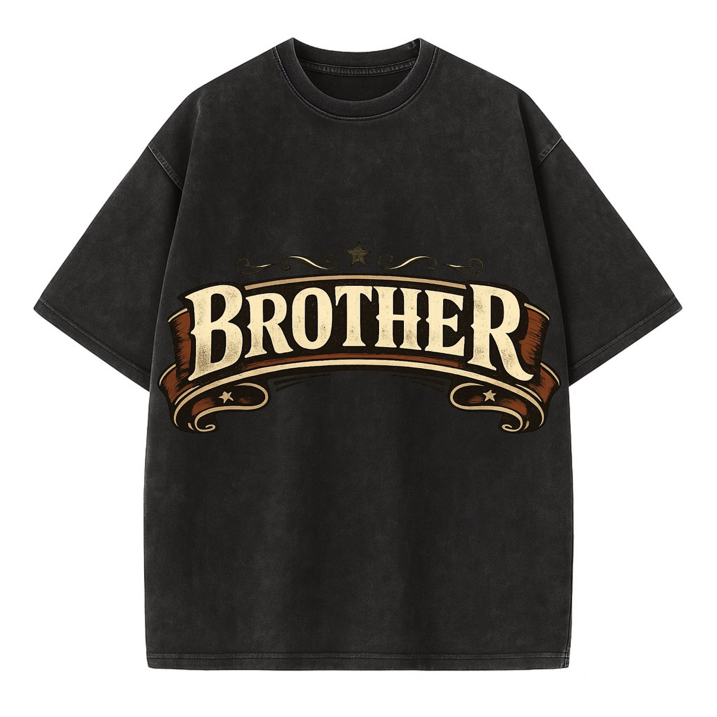 Bold typography design - "BROTHER" - male bond, brotherhood - Vintage T-shirt - Black