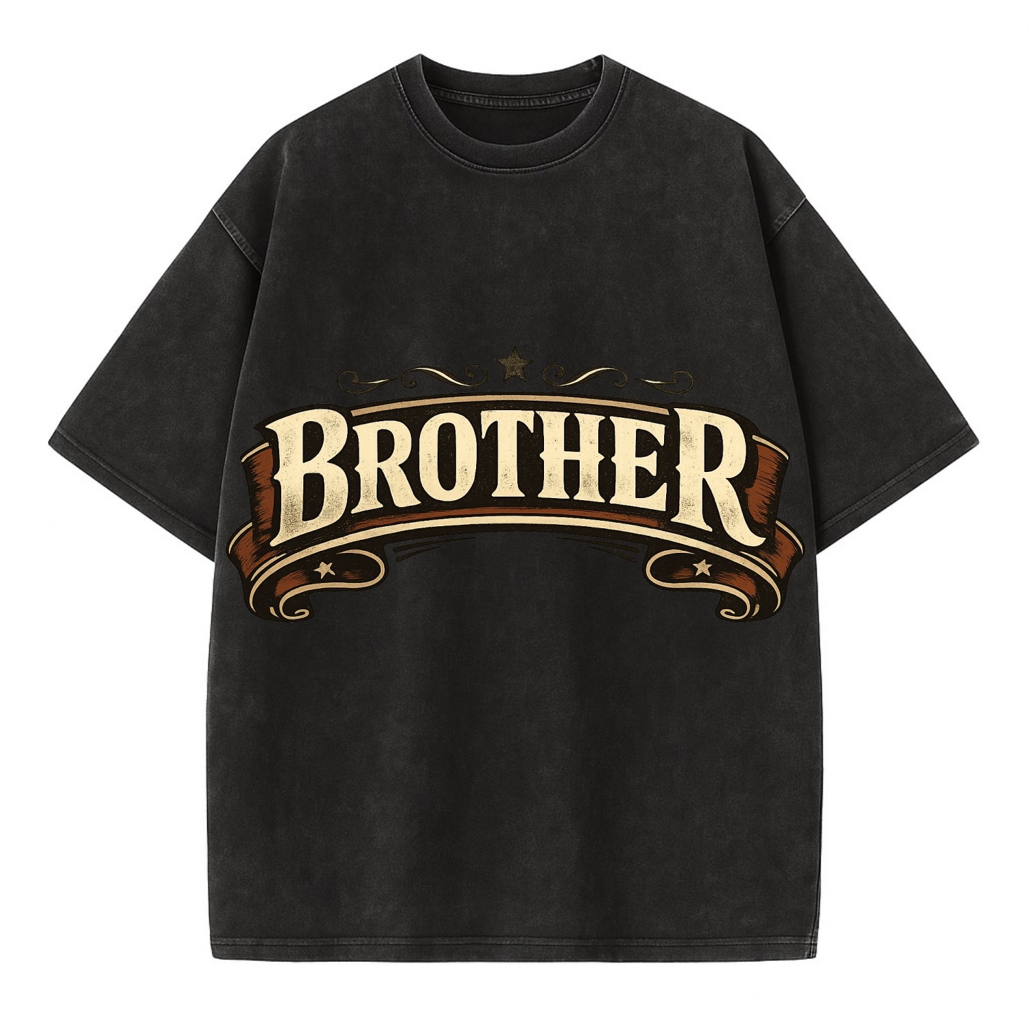 Bold typography design - "BROTHER" - male bond, brotherhood - Vintage T-shirt - Black
