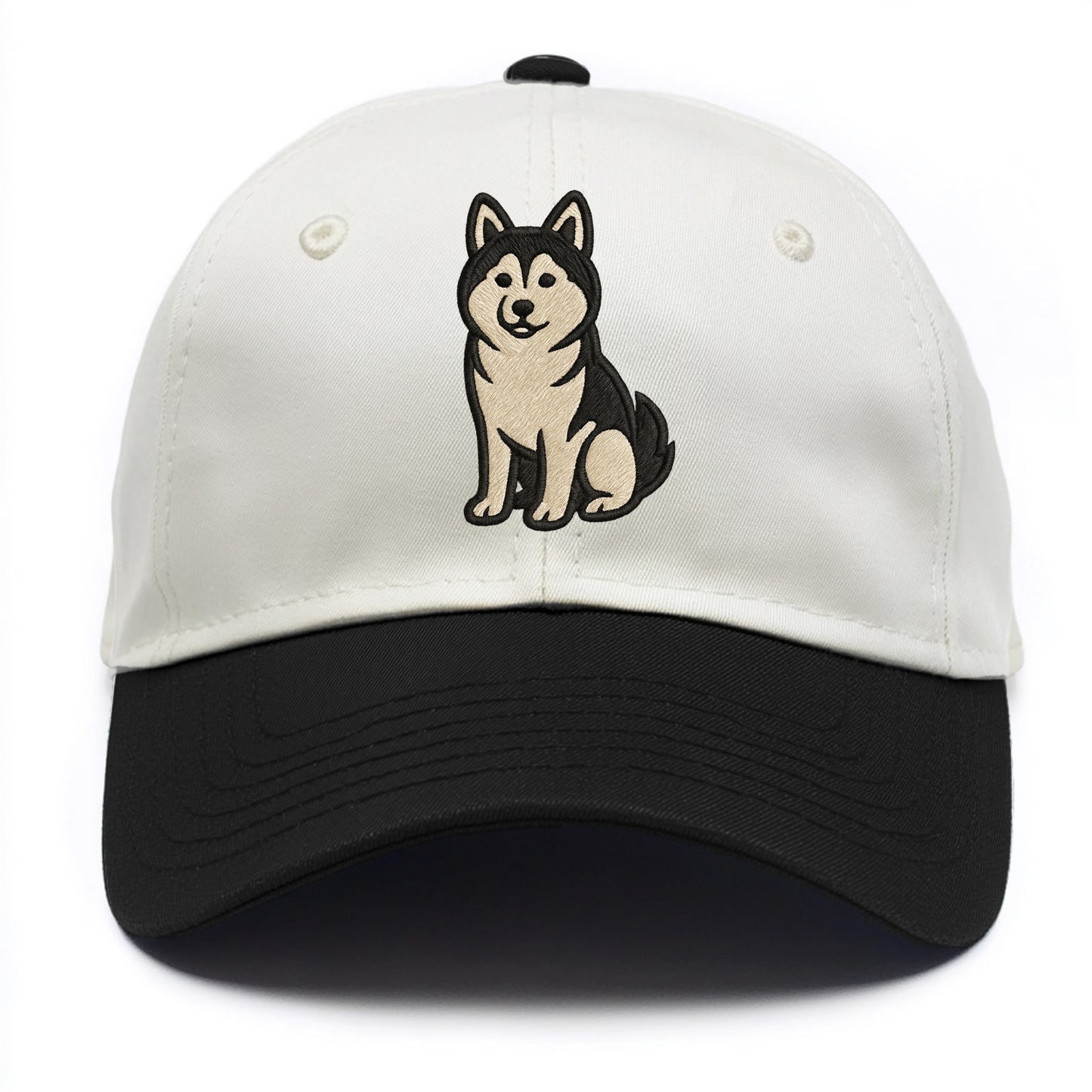 Pomsky - Pomeranian-Husky mix sitting po Two Tone Cap - Black