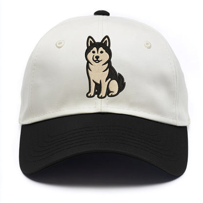 Pomsky - Pomeranian-Husky mix sitting po Two Tone Cap - Black