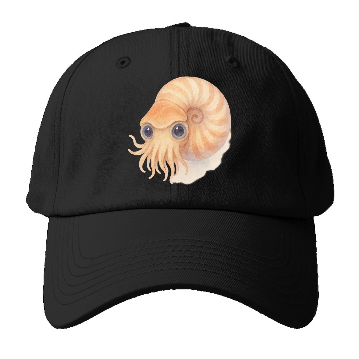 Baby Nautilus - spiral shell, tentacles peeking, ancient eyes, - Baseball Cap For Big Heads - Black