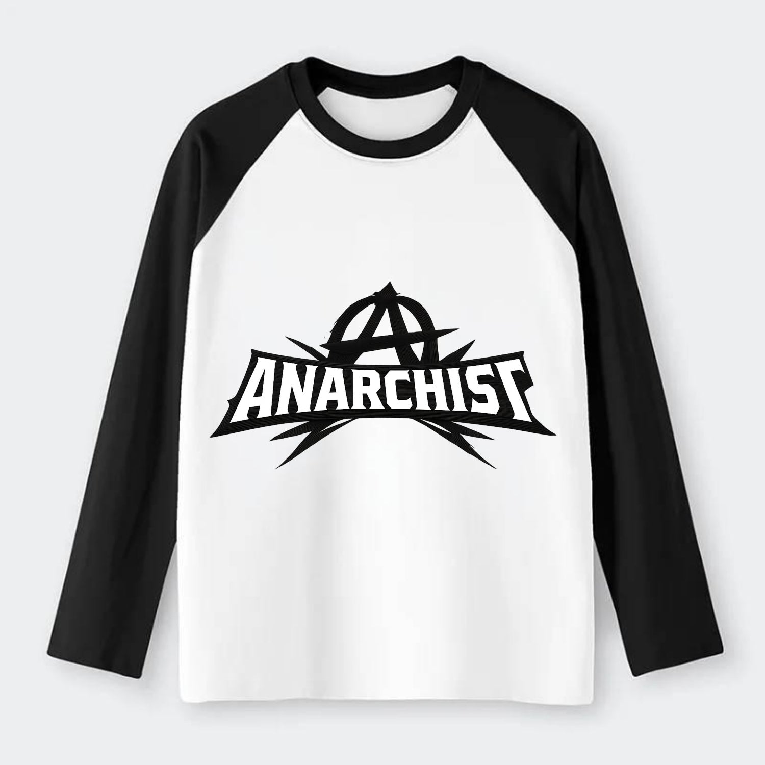 Bold typography design - "ANARCHIST" - no masters, self-governed - Raglan Long Sleeve T-Shirt - Black