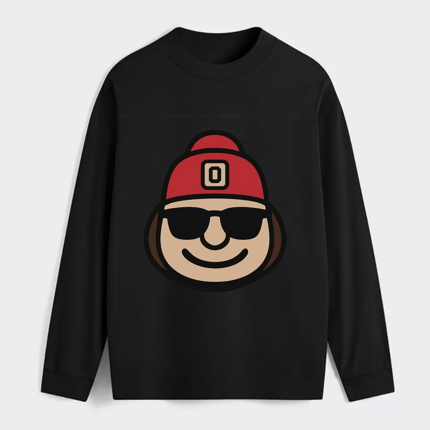 Columbus Brutus wearing Ohio State beanie with Block O patch - Classic Long Sleeve Shirt - Black