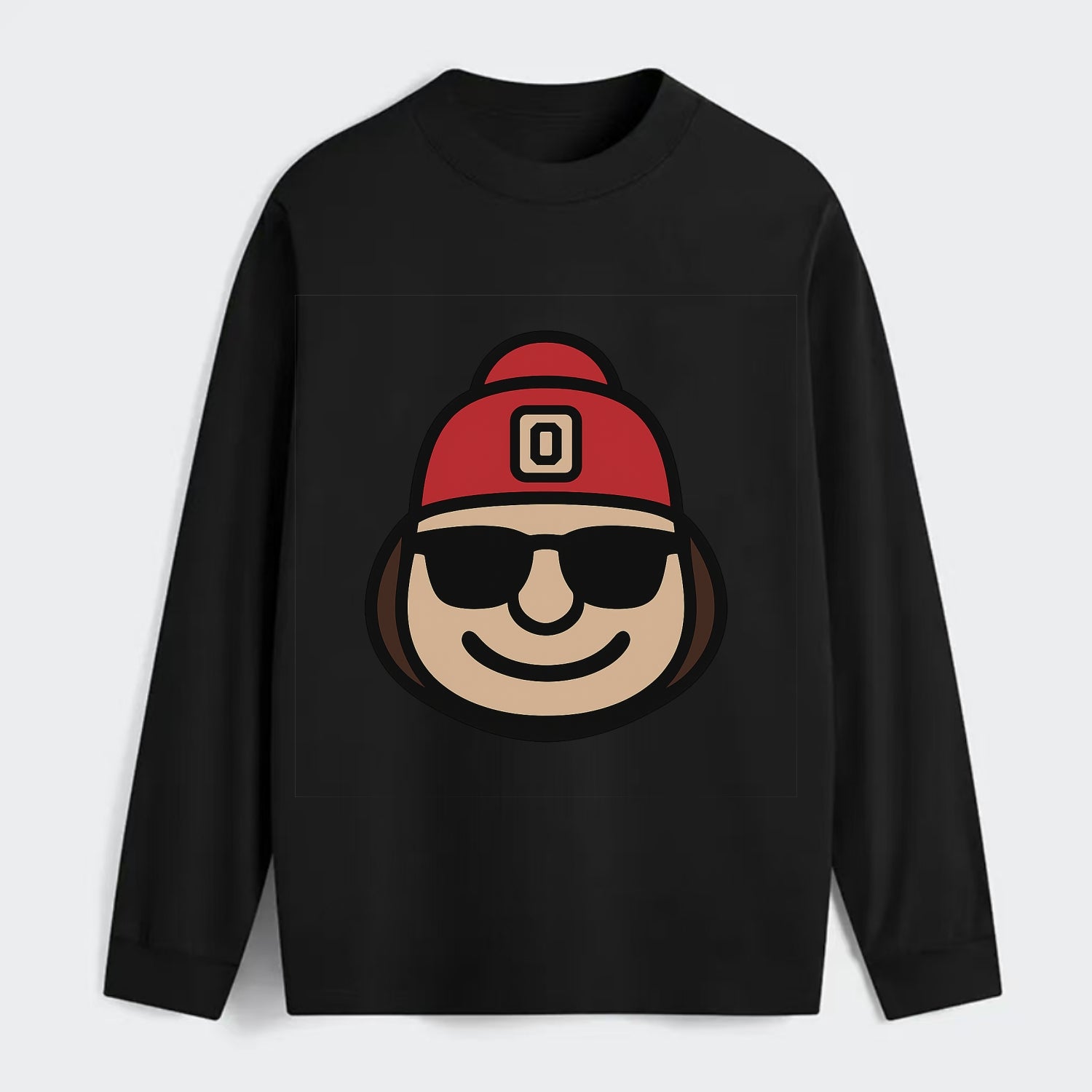 Columbus Brutus wearing Ohio State beanie with Block O patch - Classic Long Sleeve Shirt - Black