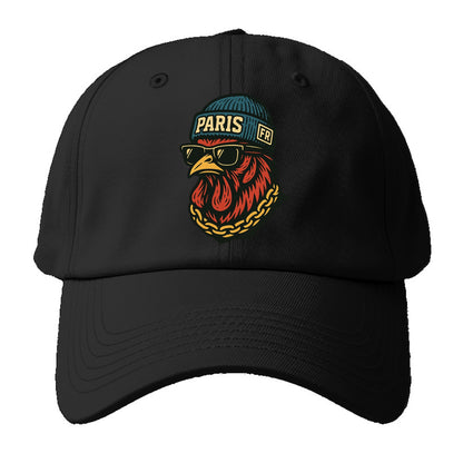 Paris Rooster - Baseball Cap - Black