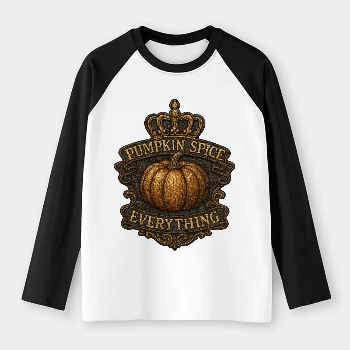 Pumpkin Spice Everything  - Raglan Long Sleeve T-Shirt - Black
