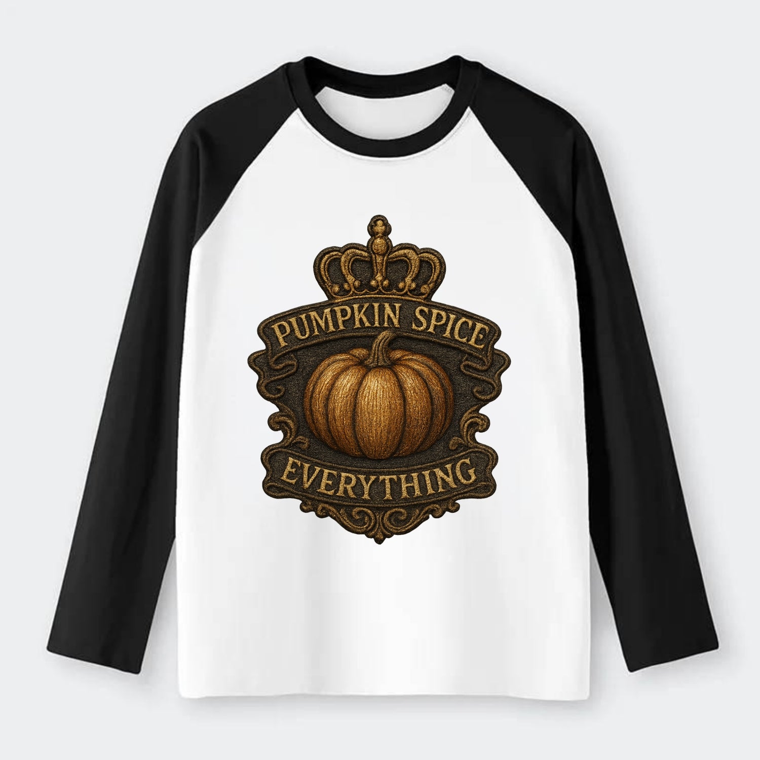 Pumpkin Spice Everything  - Raglan Long Sleeve T-Shirt - Black