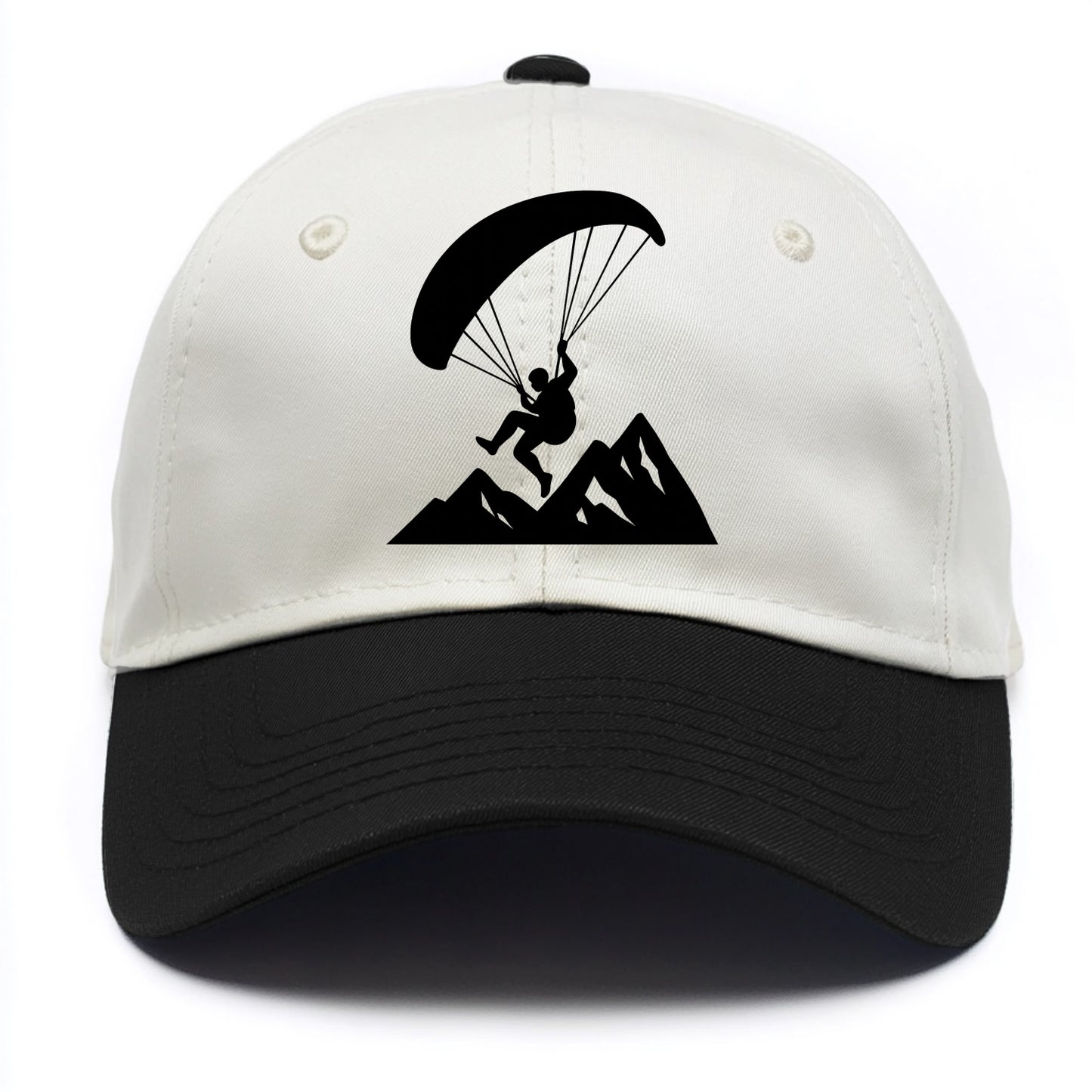 Paraglider soaring over mountain peaks - Two Tone Cap - Black