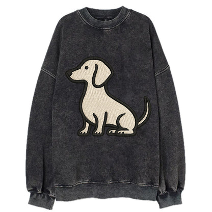 Dachshund - Long body profile view - Vin Vintage Sweatshirt - Black