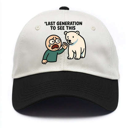 Person waving goodbye to polar bear - "Last generation to see this" - extinction - Two Tone Cap - Black