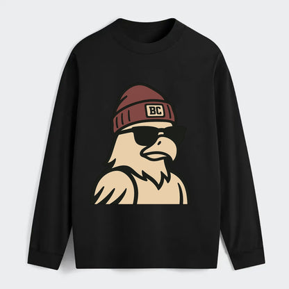 Chestnut Hill Eagle wearing Boston College beanie with BC patch - Classic Long Sleeve Shirt - Black