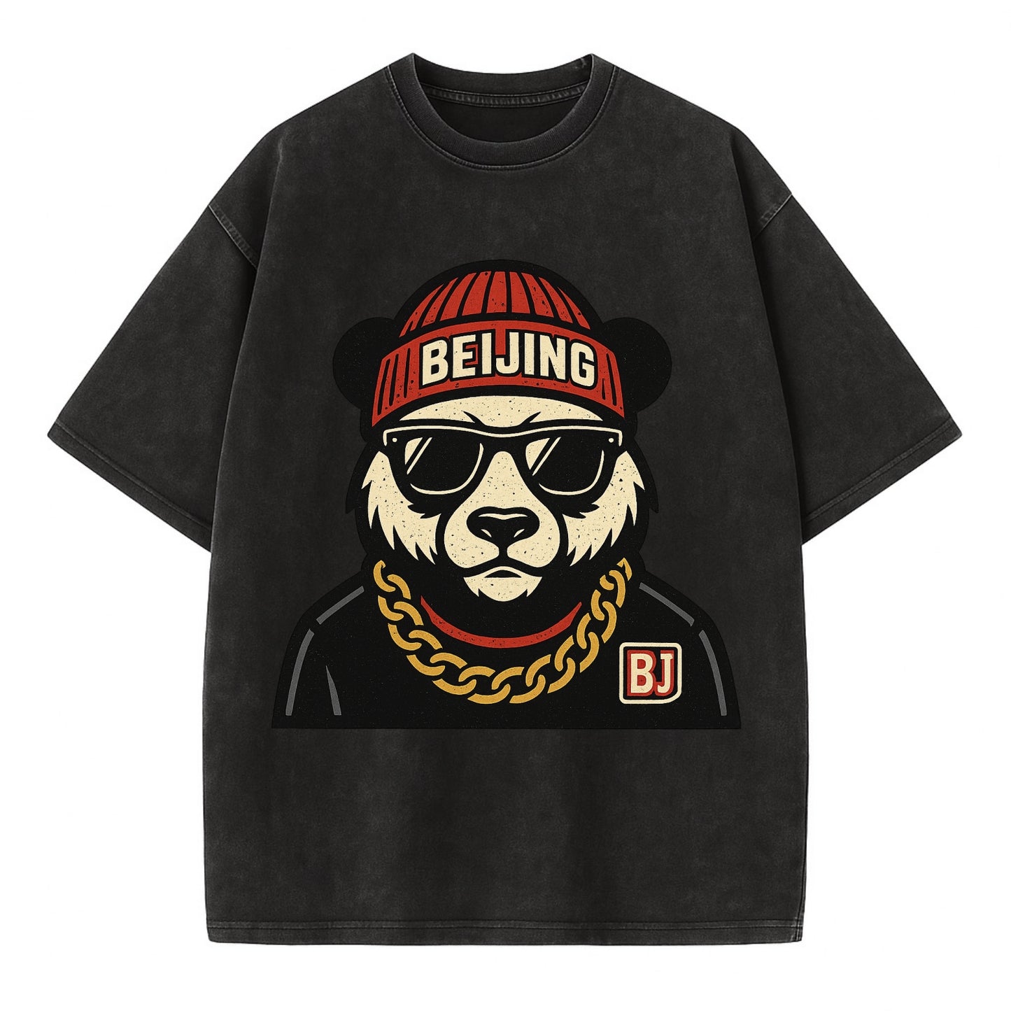 Beijing Panda - Vintage T-shirt - Black