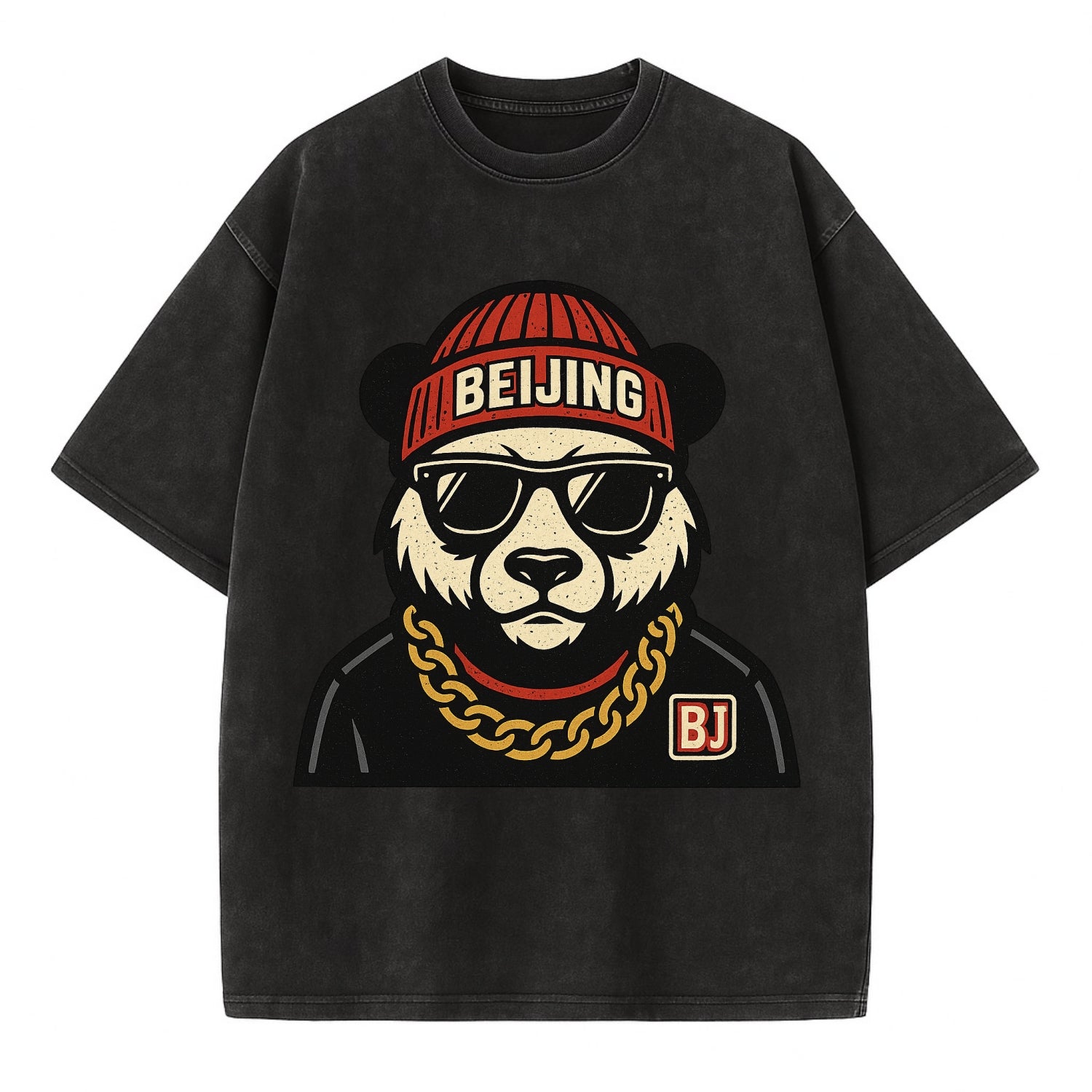 Beijing Panda - Vintage T-shirt - Black