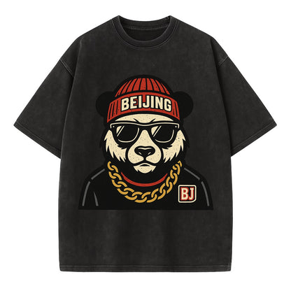 Beijing Panda - Vintage T-shirt - Black