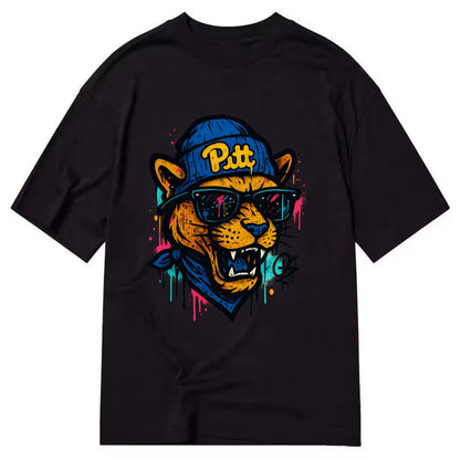 Pittsburgh Panther wearing Pitt beanie with script patch - Classic T-shirt - Black