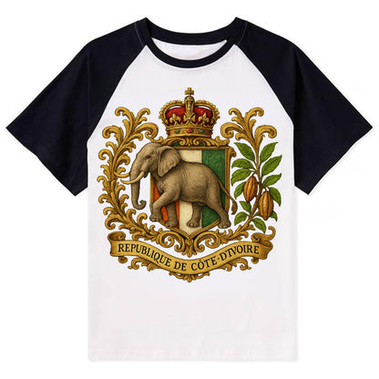 Ivory Coast Heritage Badge - Contrast Raglan T-shirt - Black
