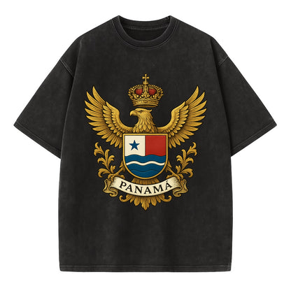 Panama Heritage Badge  - Vintage T-shirt - Black