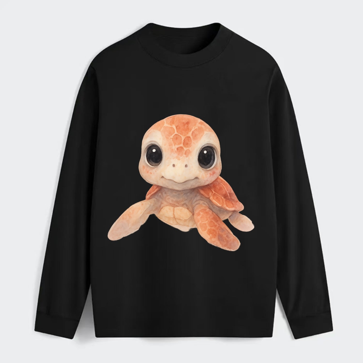 Baby Loggerhead Turtle - reddish-brown shell, big round dark eyes, - Classic Long Sleeve Shirt - Black