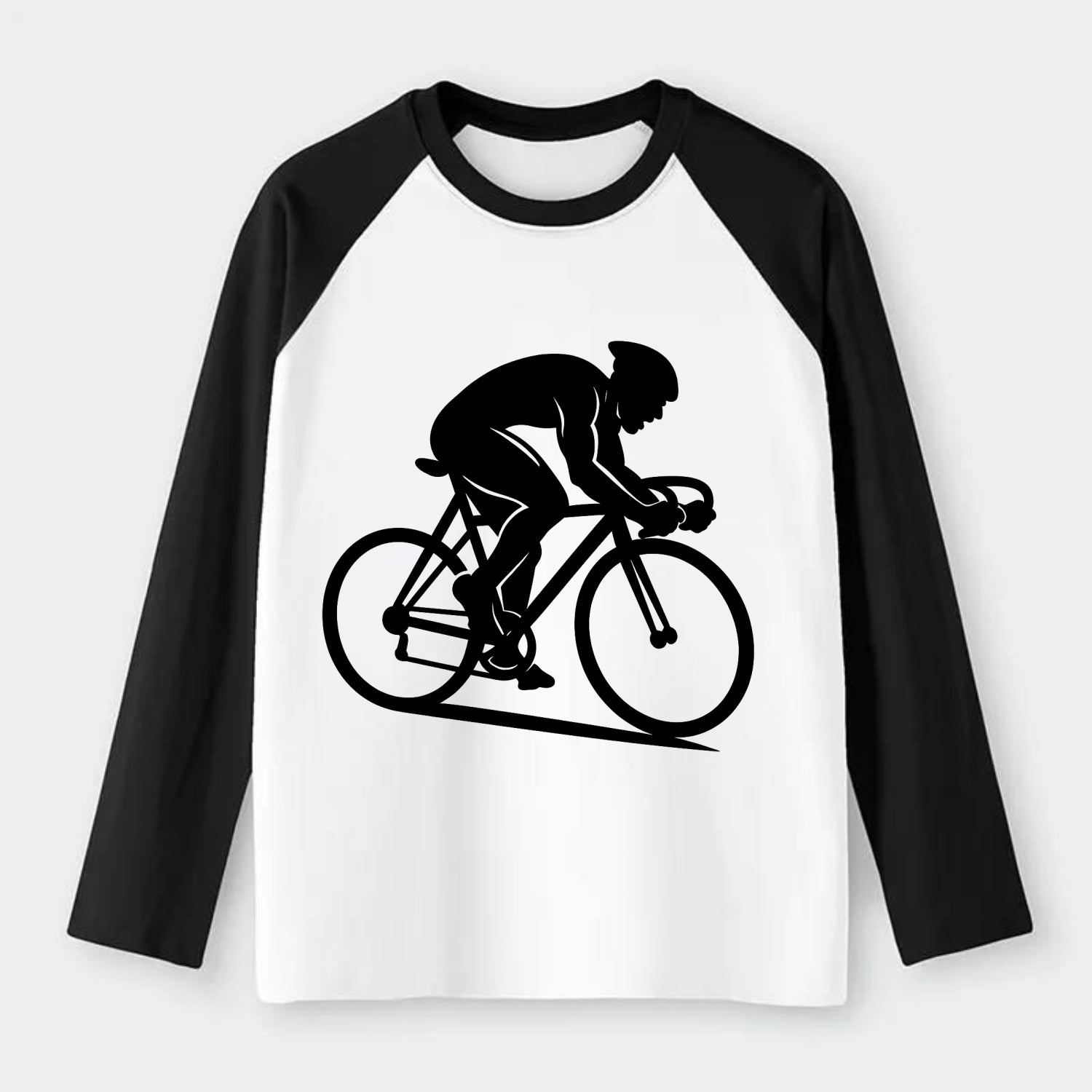 Sprint cyclist racing stance - Raglan Long Sleeve T-Shirt - Black