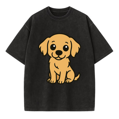 Golden Retriever - Head tilt curious pose - Vintage T-shirt - Black
