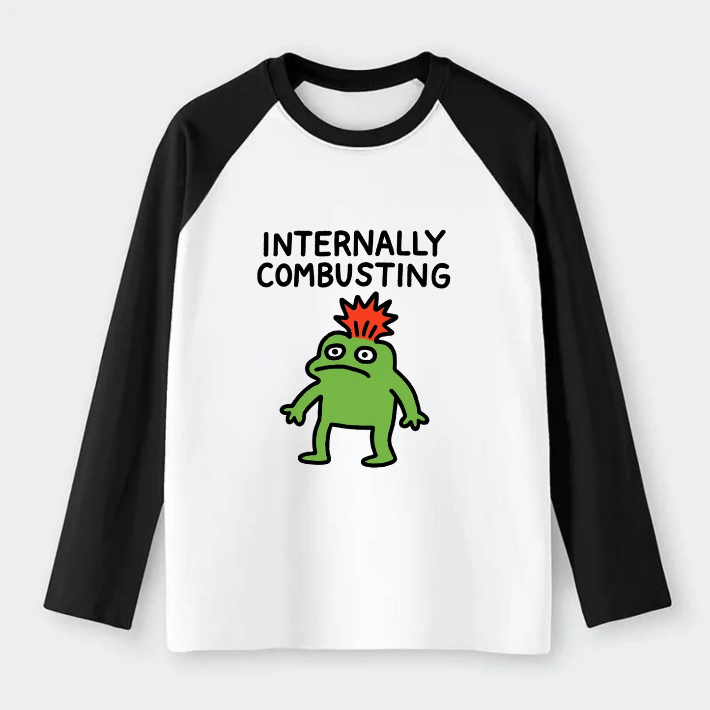 INTERNALLY COMBUSTING | Calm exterior exploding inside - Raglan Long Sleeve T-Shirt - Black