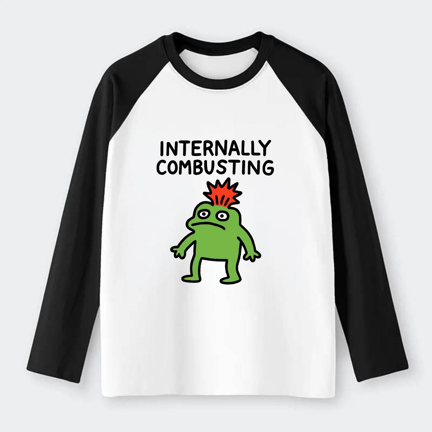 INTERNALLY COMBUSTING | Calm exterior exploding inside - Raglan Long Sleeve T-Shirt - Black