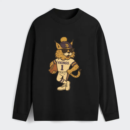 Minneapolis Lynx wearing Vikings beanie with Norse patch and wayfarer - Classic Long Sleeve Shirt - Black