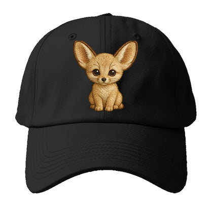 Baby Fennec Fox - huge ears, cream fur, large dark eyes, front-facing, - Baseball Cap For Big Heads - Black
