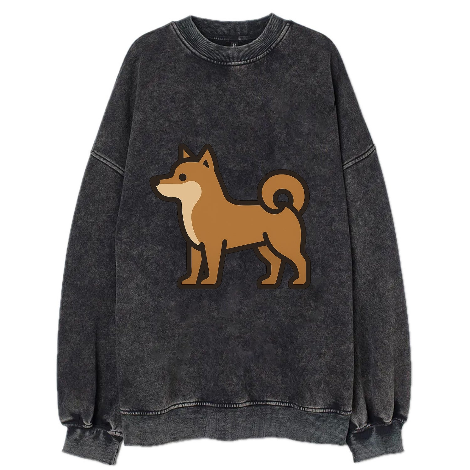Shiba Inu - Red sesame flat side profile - Vintage Sweatshirt - Black