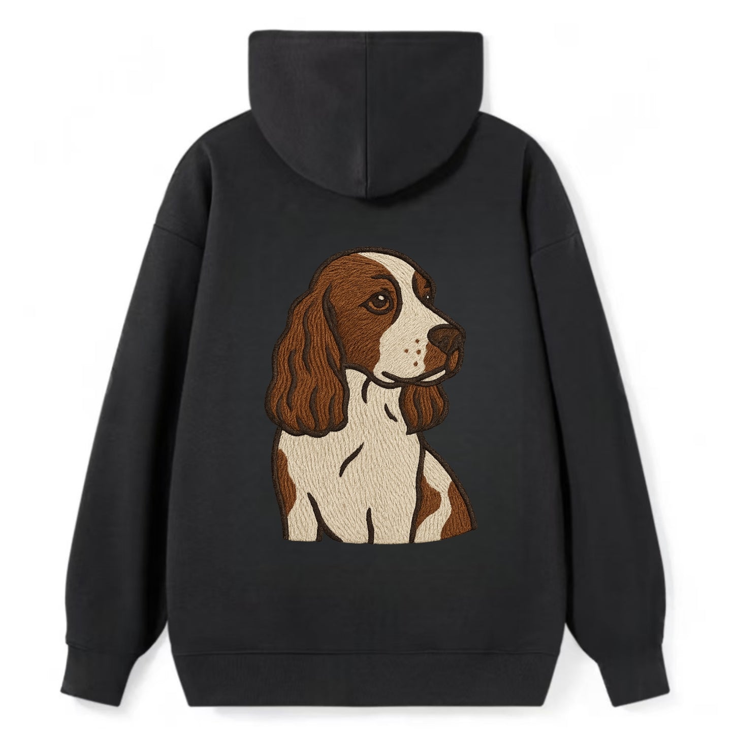 English Cocker Spaniel - Liver and white embroidered design - Classic Pullover Hoodie - Black
