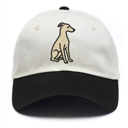 Italian Greyhound - Gray sitting pose - Two Tone Cap - Black