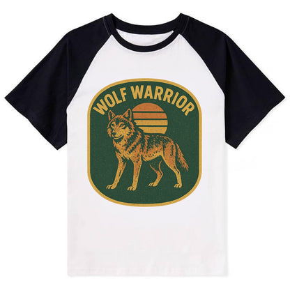 Wolf Warrior  - Contrast Raglan T-shirt - Black