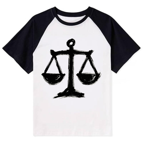 Scales of justice - equality and fairness bold ink style - Contrast Raglan T-shirt