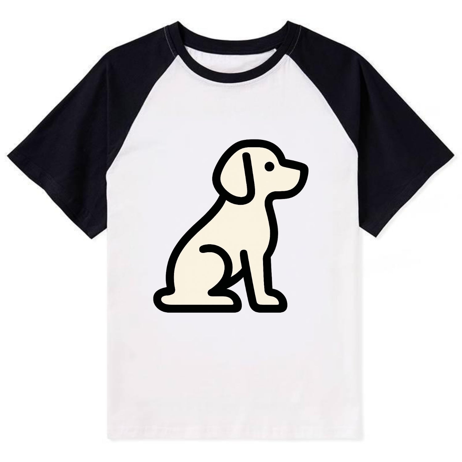 Beagle - Modern minimal sitting pose wit - Contrast Raglan T-shirt - Black