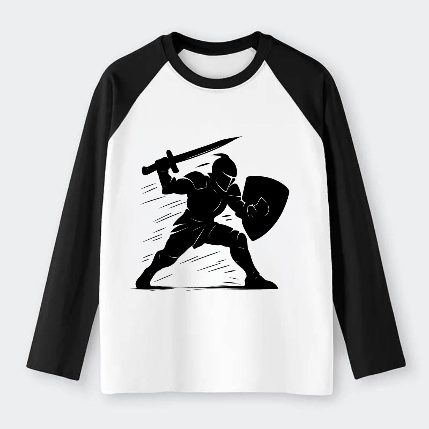 Knight with sword and shield - Raglan Long Sleeve T-Shirt - Black