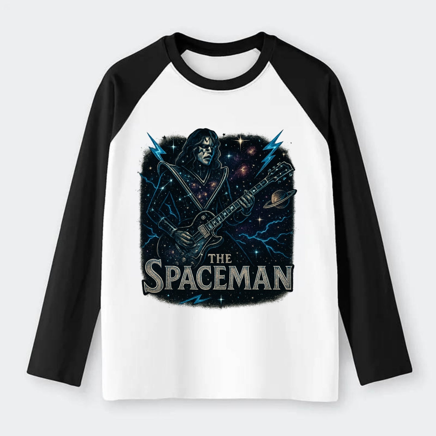 Spaceman Constellation - Raglan Long Sleeve T-Shirt - Black