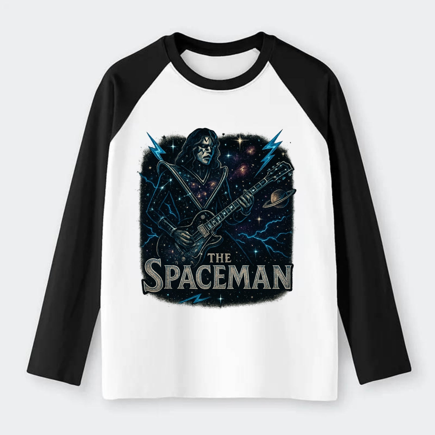 Spaceman Constellation - Raglan Long Sleeve T-Shirt - Black