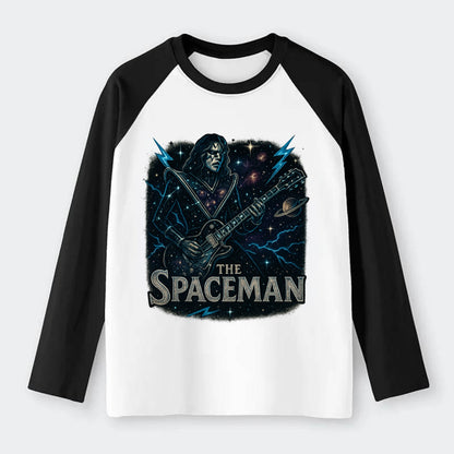 Spaceman Constellation - Raglan Long Sleeve T-Shirt - Black
