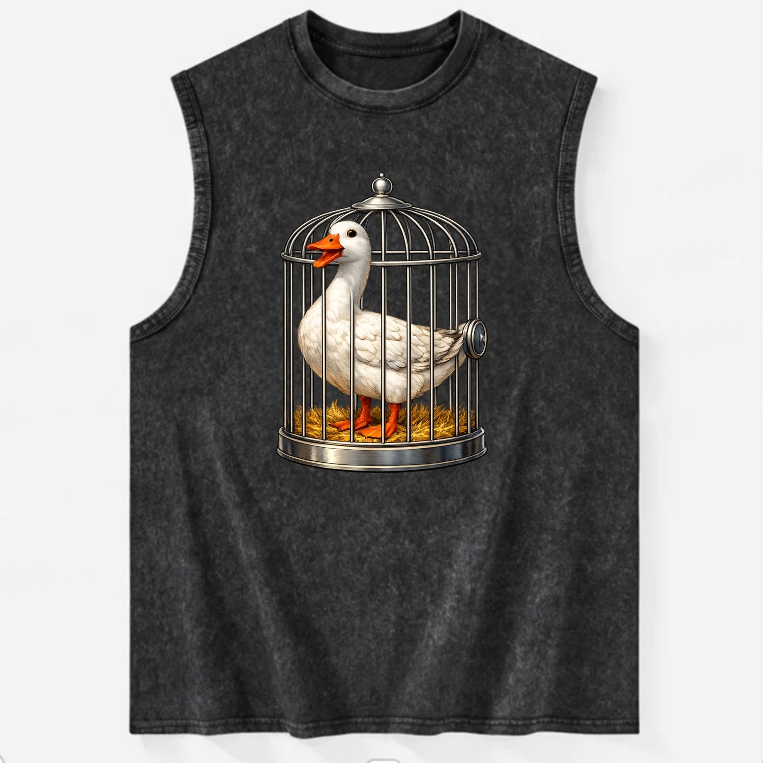 Duck In Cage - Vintage Washed Tank - Black
