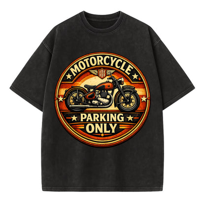 Motorcycle Parking Only - Vintage T-shirt - Black