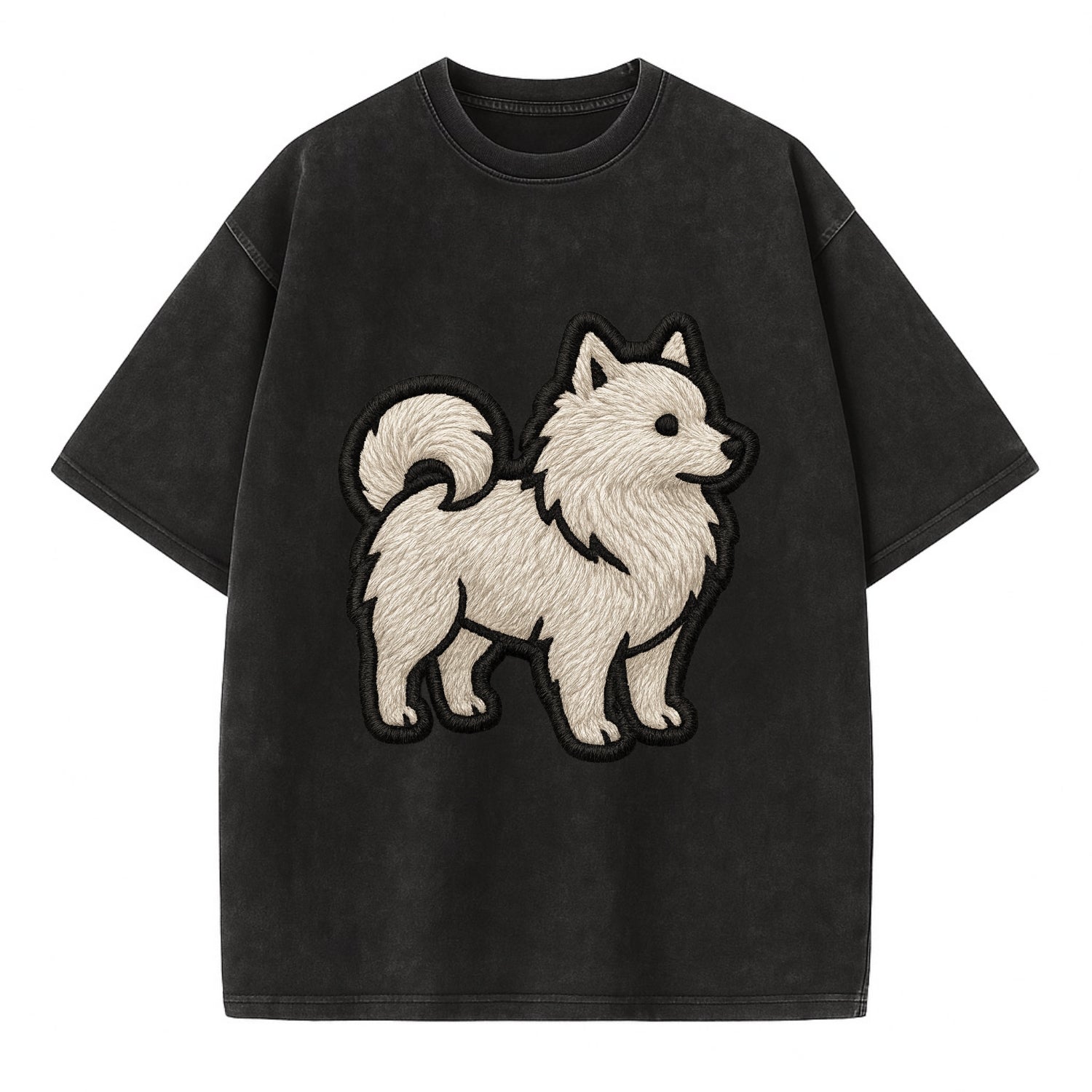 Japanese Spitz - Contemporary white spit - Vintage T-shirt - Black