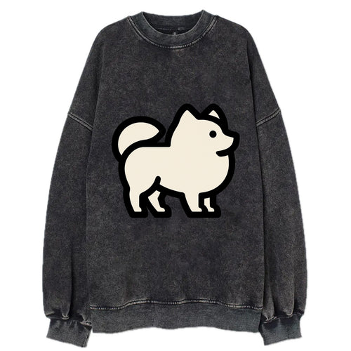 Pomeranian - Modern tiny fluffy logo wit - Vintage Sweatshirt