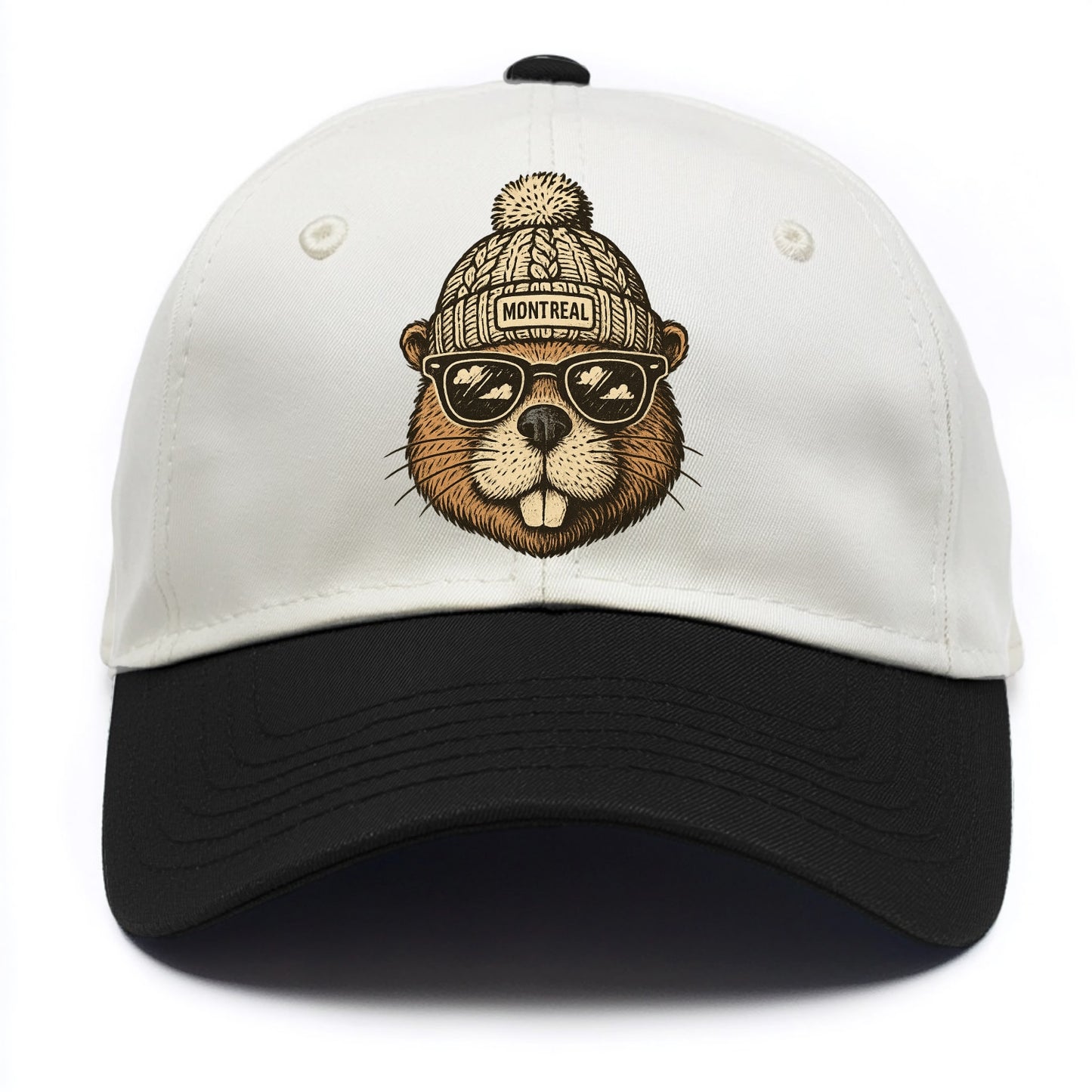 Montreal Beaver wearing Montreal beanie - Two Tone Cap - Black