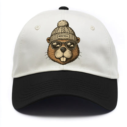 Montreal Beaver wearing Montreal beanie - Two Tone Cap - Black