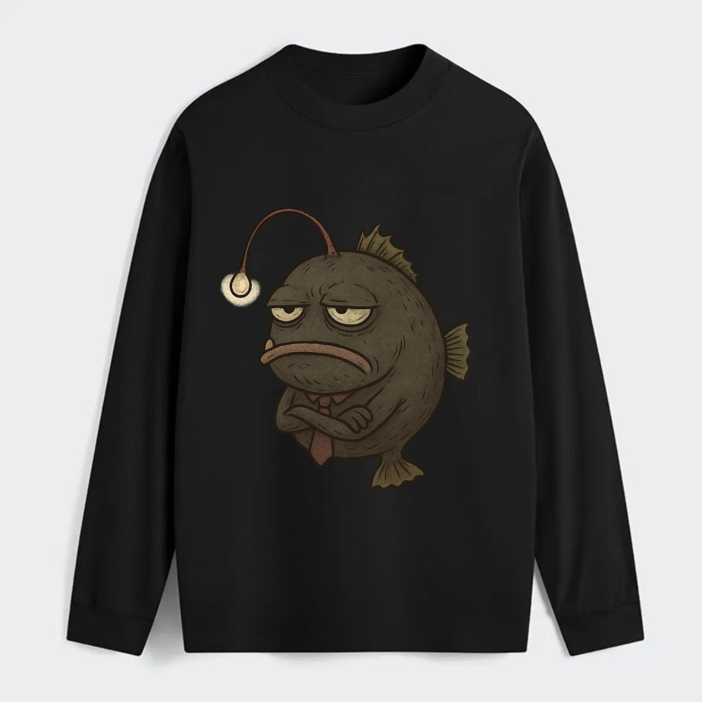 THE ANGLERFISH LURES DISAPPOINTMENT | Dark gray anglerfish with dim - Classic Long Sleeve Shirt - Black