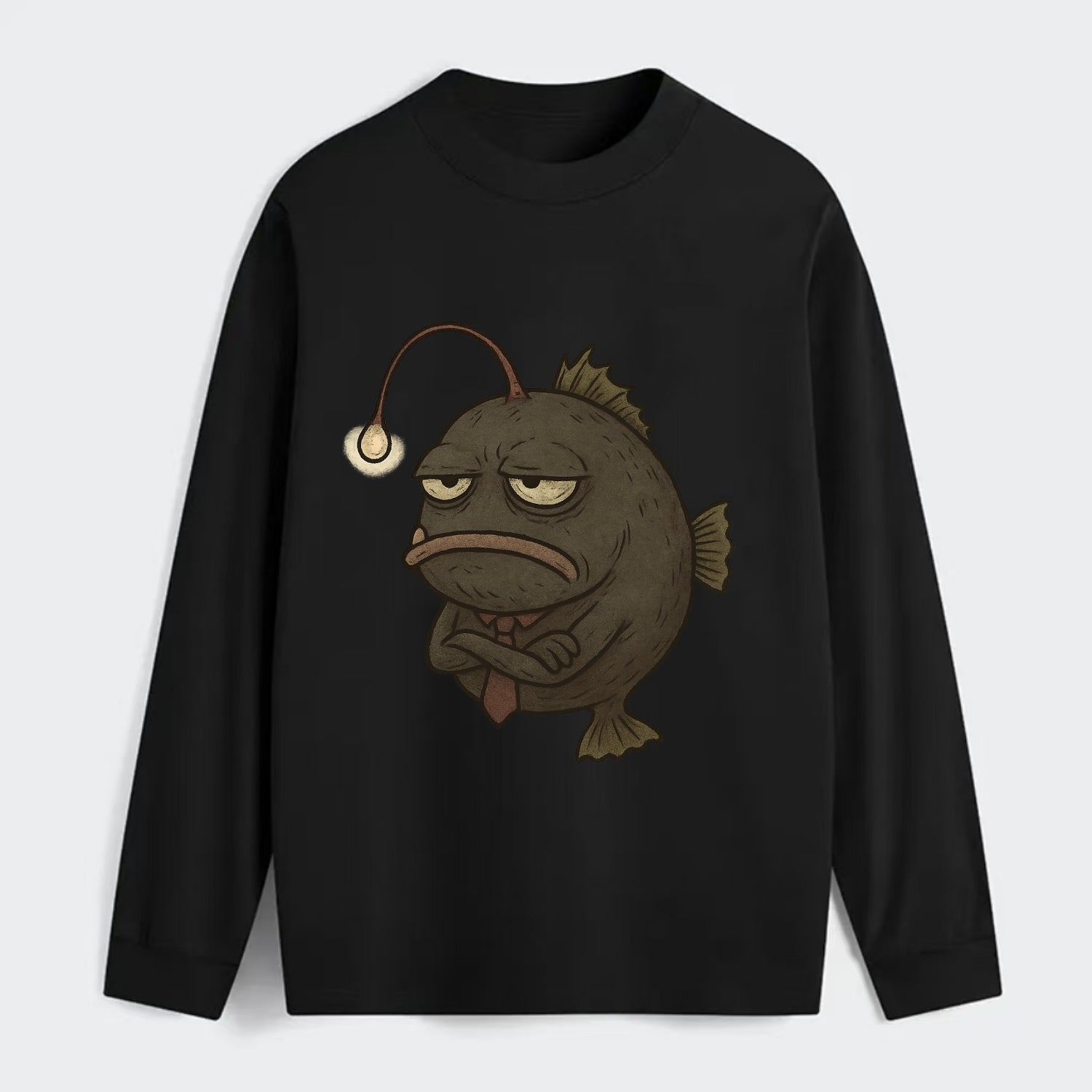 THE ANGLERFISH LURES DISAPPOINTMENT | Dark gray anglerfish with dim - Classic Long Sleeve Shirt - Black