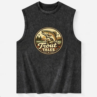 Trout Tales Adventure Emblem - Vintage Washed Tank - Black