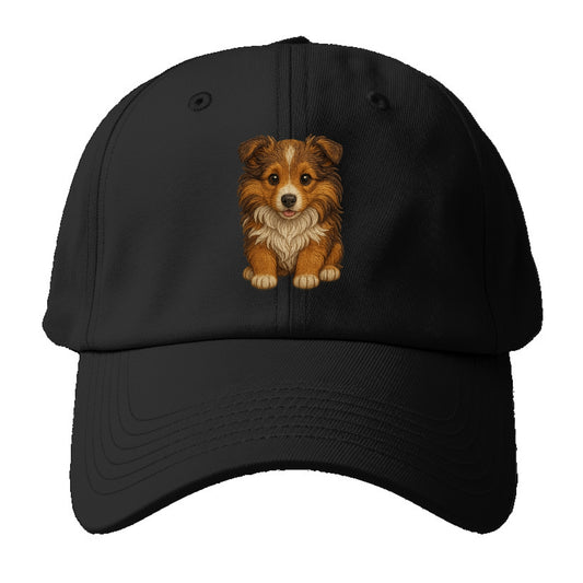 Baby Shetland Sheepdog Puppy - mini collie look, flowing mane, - Baseball Cap For Big Heads - Black